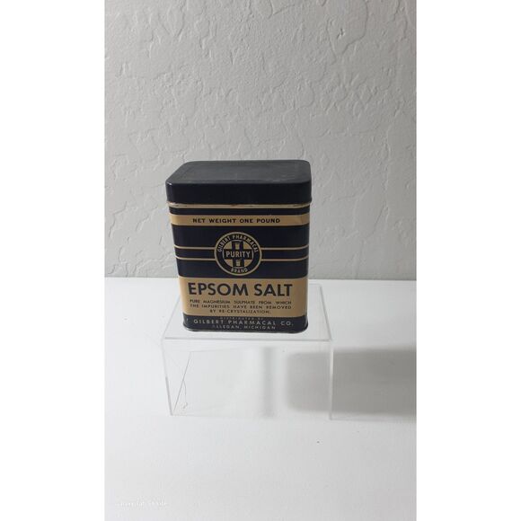 Gilbert Pharmacal Purity Brand Epsom Salt Tin with the Salt ~Vintage~ - Picture 6 of 7